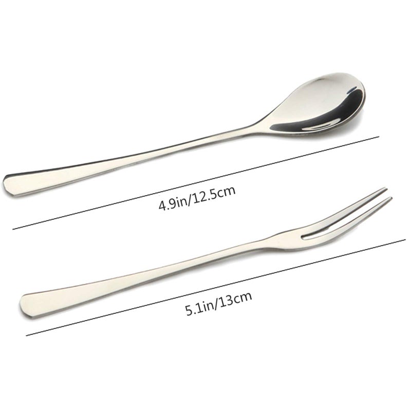 VANRA 5.1in 4-Piece Salad Forks Set Stainless Steel Cocktail Appetizer Dessert Fork Tasting Forks Silver Flatware Set - Image 5